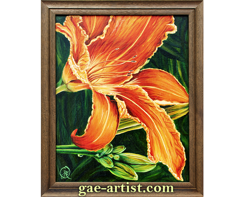 Orange Lily acrylic painting