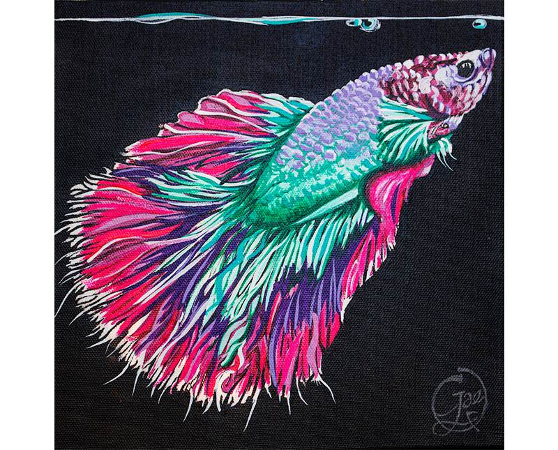 Betta fish acrylic painting