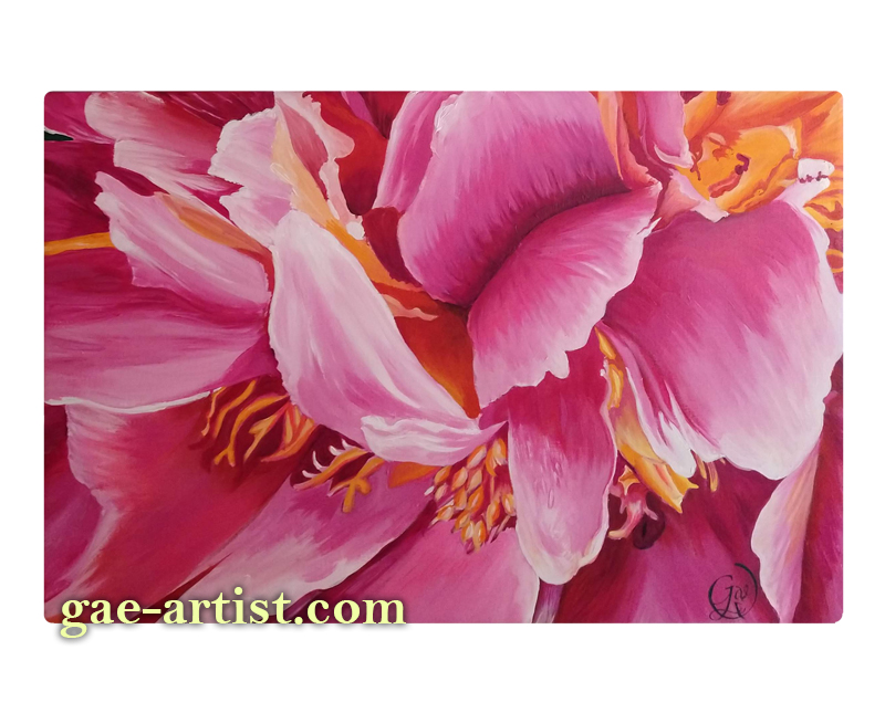 Peony acrylic painting