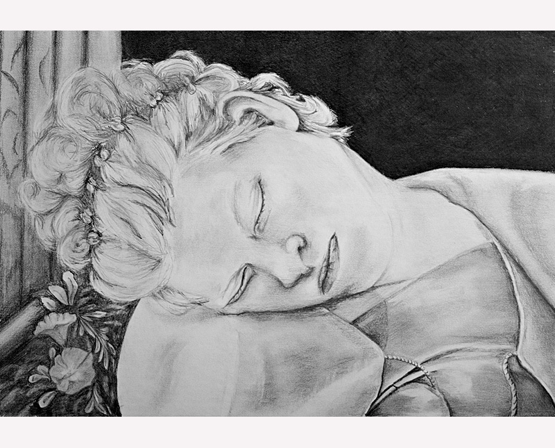 Drawing of sleeping girl